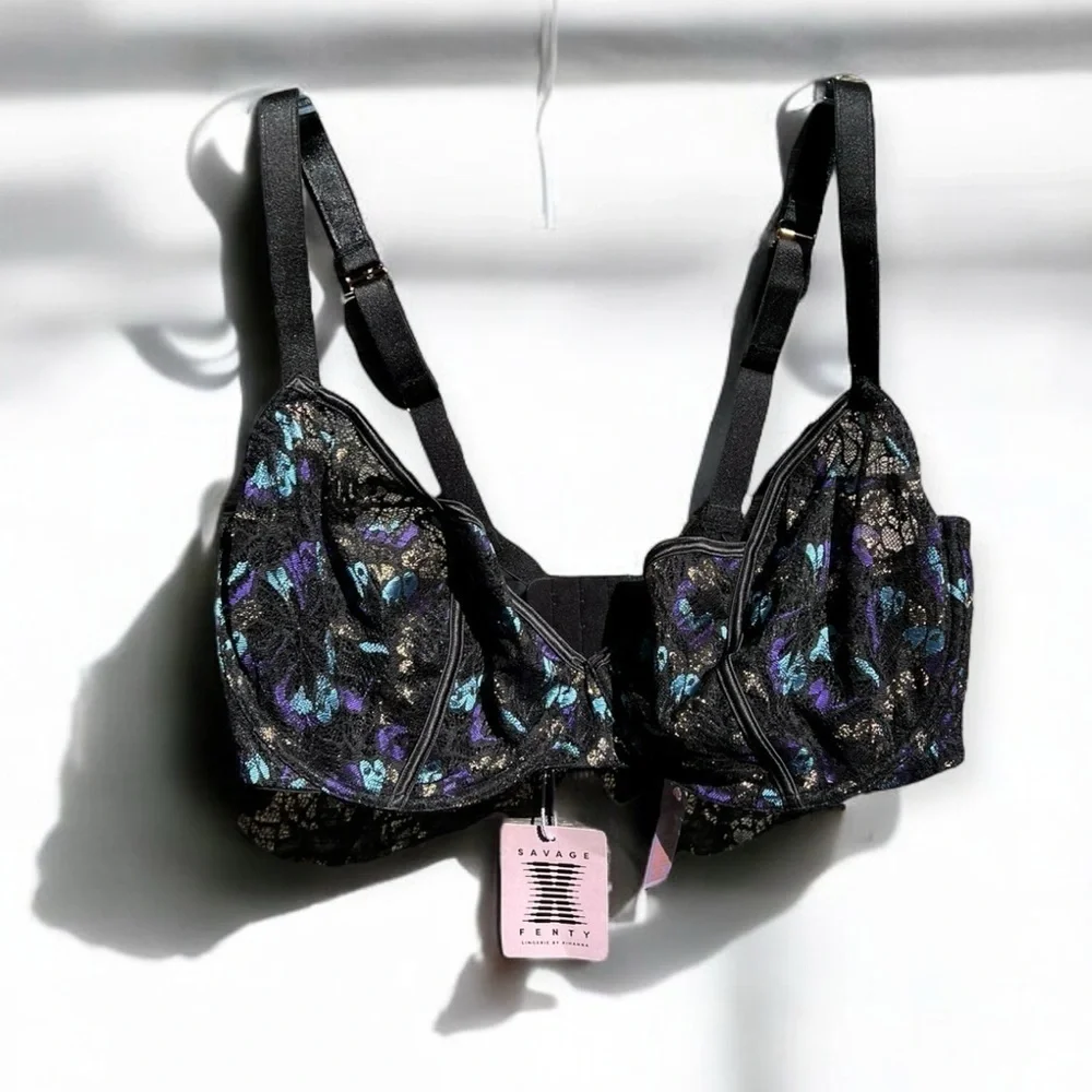 🌻NEW w/tags Savage x Fenty Butterfly Wings Unlined Lace Tulip Cup Bra Size 38G